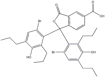 1,1-Bis(6-bromo-3-hydroxy-2,4-dipropylphenyl)-1,3-dihydro-3-oxoisobenzofuran-5-carboxylic acid Struktur