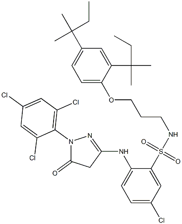 1-(2,4,6-Trichlorophenyl)-3-[4-chloro-2-[3-(2,4-di-tert-pentylphenoxy)propylsulfamoyl]anilino]-5(4H)-pyrazolone Struktur