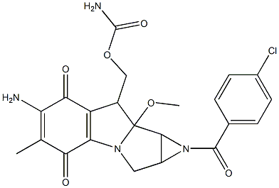 6-Amino-8-[[(aminocarbonyl)oxy]methyl]-1-(p-chlorobenzoyl)-1,1a,2,8,8a,8b-hexahydro-8a-methoxy-5-methylazirino[2',3':3,4]pyrrolo[1,2-a]indole-4,7-dione Struktur