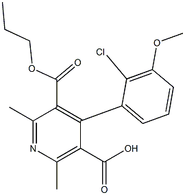 2,6-Dimethyl-4-(2-chloro-3-methoxyphenyl)pyridine-3,5-dicarboxylic acid 3-propyl ester Struktur