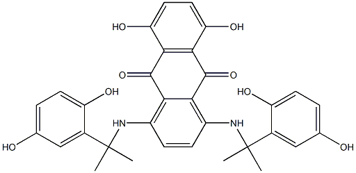 1,4-Bis[(1-methyl-1-(2,5-dihydroxyphenyl)ethyl)amino]-5,8-dihydroxyanthraquinone Struktur