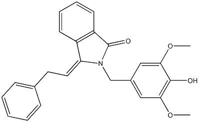 2-(4-Hydroxy-3,5-dimethoxybenzyl)-3-(2-phenylethylidene)-2H-isoindol-1-one Struktur