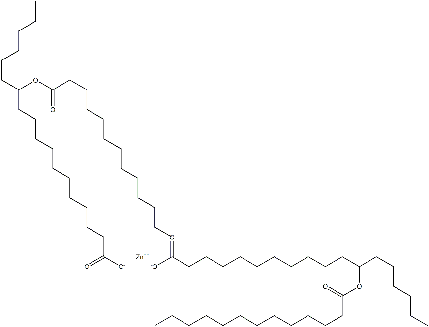 Bis(12-tridecanoyloxyoctadecanoic acid)zinc salt Struktur