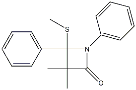 3,3-Dimethyl-4-(methylthio)-1,4-diphenylazetidin-2-one Struktur