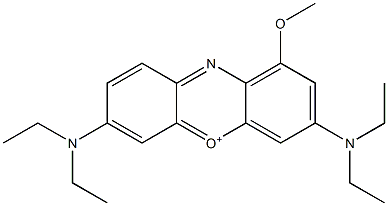 3,7-Bis(diethylamino)-1-methoxyphenoxazin-5-ium Struktur