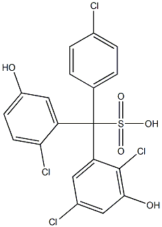 (4-Chlorophenyl)(2-chloro-5-hydroxyphenyl)(2,5-dichloro-3-hydroxyphenyl)methanesulfonic acid Struktur