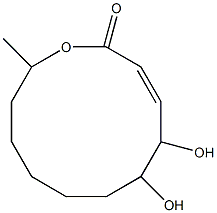 (Z)-5,6-Dihydroxy-12-methyloxacyclododeca-3-en-2-one Struktur