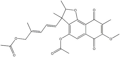 2,3-Dihydro-4-acetyloxy-3-[(1E,3E)-5-acetyloxy-4-methyl-1,3-pentadienyl]-7-methoxy-2,3,8-trimethylnaphtho[1,2-b]furan-6,9-dione Struktur