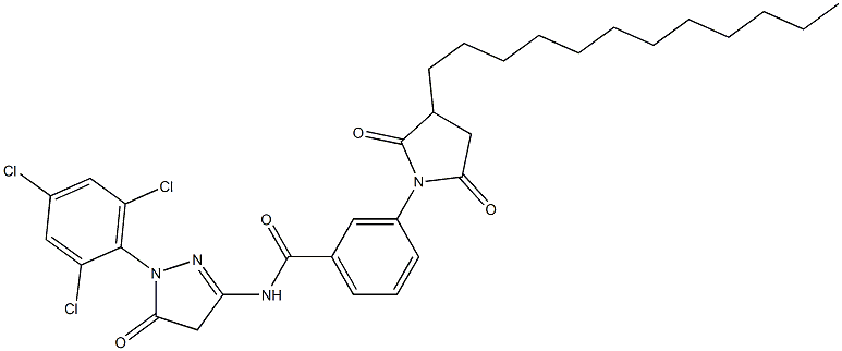 1-(2,4,6-Trichlorophenyl)-3-[3-(3-dodecyl-2,5-dioxopyrrolidin-1-yl)benzoylamino]-5(4H)-pyrazolone Struktur