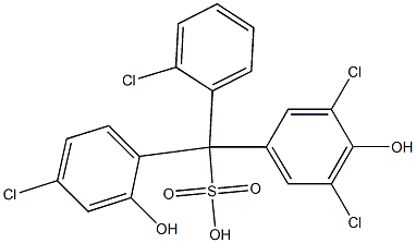 (2-Chlorophenyl)(4-chloro-2-hydroxyphenyl)(3,5-dichloro-4-hydroxyphenyl)methanesulfonic acid Struktur