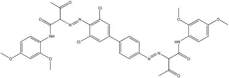 4,4'-Bis[[1-(2,4-dimethoxyphenylamino)-1,3-dioxobutan-2-yl]azo]-3,5-dichloro-1,1'-biphenyl Struktur