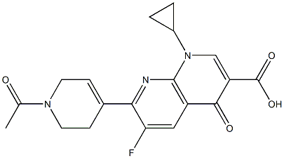 1,4-Dihydro-6-fluoro-7-[(1-acetyl-1,2,5,6-tetrahydropyridin)-4-yl]-4-oxo-1-cyclopropyl-1,8-naphthyridine-3-carboxylic acid Struktur