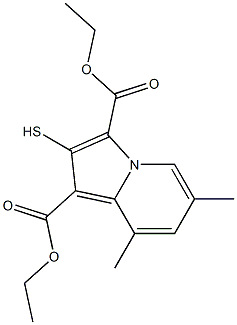 6,8-Dimethyl-2-mercaptoindolizine-1,3-dicarboxylic acid diethyl ester Struktur