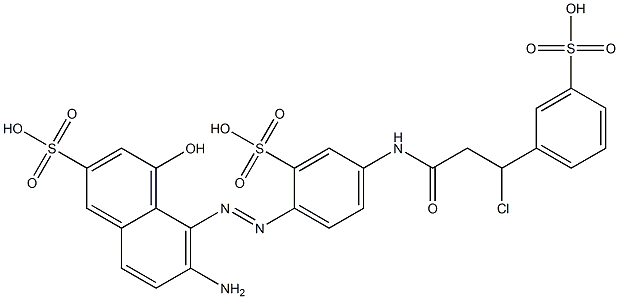 6-Amino-5-[4-(3-sulfophenyl-3-chloro-1-oxopropylamino)-2-sulfophenylazo]-4-hydroxy-2-naphthalenesulfonic acid Struktur