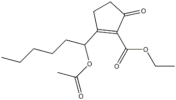 5-Oxo-2-(1-acetoxyhexyl)-1-cyclopentene-1-carboxylic acid ethyl ester Struktur