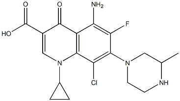 5-Amino-8-chloro-1-cyclopropyl-6-fluoro-1,4-dihydro-4-oxo-7-(3-methyl-1-piperazinyl)quinoline-3-carboxylic acid Struktur