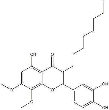 5-Hydroxy-2-(3,4-dihydroxyphenyl)-7,8-dimethoxy-3-octyl-4H-1-benzopyran-4-one Struktur