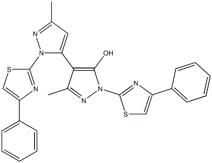 1,1'-Bis(4-phenyl-2-thiazolyl)-3,3'-dimethyl-5-hydroxy-4,5'-bi[1H-pyrazole] Struktur