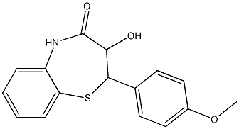 2,3-Dihydro-2-(4-methoxyphenyl)-3-hydroxy-1,5-benzothiazepin-4(5H)-one Struktur