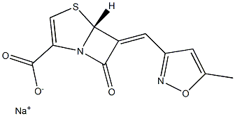 (5R)-7-Oxo-6-[(5-methylisoxazol-3-yl)methylene]-4-thia-1-azabicyclo[3.2.0]hept-2-ene-2-carboxylic acid sodium salt Struktur