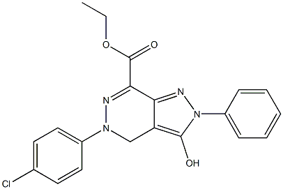 [4,5-Dihydro-3-hydroxy-2-phenyl-5-(4-chlorophenyl)-2H-pyrazolo[3,4-d]pyridazine]-7-carboxylic acid ethyl ester Struktur