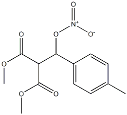 2,2-Bis(methoxycarbonyl)-1-(p-methylphenyl)ethanol nitrate Struktur