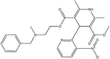 4-(3-Nitropyridin-2-yl)-1,4-dihydro-2,6-dimethylpyridine-3,5-dicarboxylic acid 3-methyl 5-[2-(N-methyl-N-benzylamino)ethyl] ester Struktur