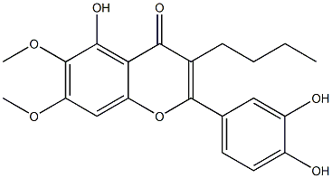 5-Hydroxy-2-(3,4-dihydroxyphenyl)-6,7-dimethoxy-3-butyl-4H-1-benzopyran-4-one Struktur