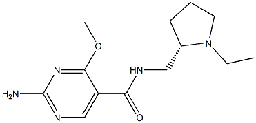 (-)-2-Amino-N-[[(2S)-1-ethyl-2-pyrrolidinyl]methyl]-4-methoxy-5-pyrimidinecarboxamide Struktur