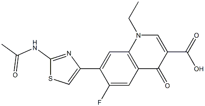 1,4-Dihydro-1-ethyl-4-oxo-6-fluoro-7-[2-(acetylamino)thiazol-4-yl]quinoline-3-carboxylic acid Struktur