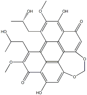 6,12-Dihydroxy-7,10-dimethoxy-8,9-bis[(S)-2-hydroxypropyl]perylo[1,12-def]-1,3-dioxepin-5,11-dione Struktur