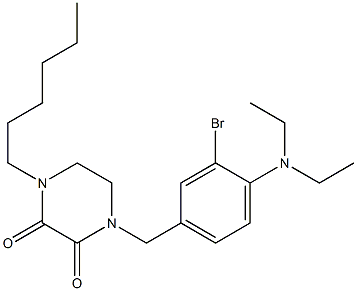 1-[3-Bromo-4-(diethylamino)benzyl]-4-hexyl-2,3-piperazinedione Struktur