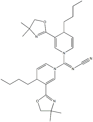 1,1'-(Cyanoiminomethylene)bis[4-butyl-3-(4,4-dimethyl-2-oxazolin-2-yl)-1,4-dihydropyridine] Struktur