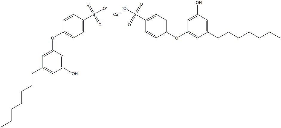 Bis(3'-hydroxy-5'-heptyl[oxybisbenzene]-4-sulfonic acid)calcium salt Struktur