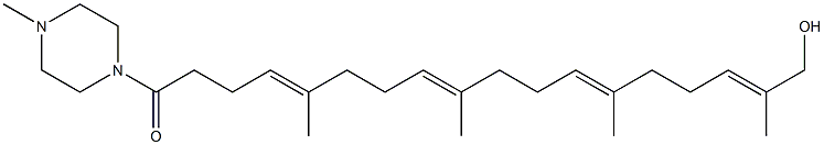 1-Methyl-4-(5,9,13,17-tetramethyl-18-hydroxy-1-oxooctadeca-4,8,12,16-tetren-1-yl)piperazine Struktur