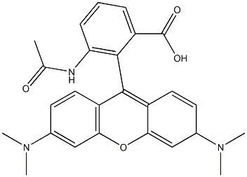 2-(3,6-Bis(dimethylamino)-3H-xanthen-9-yl)3-acetylaminobenzoic acid Struktur