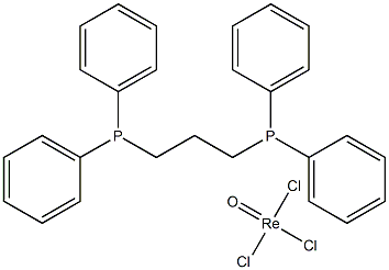 (1,3-bis(diphenylphosphino)propane)trichlorooxorhenium(V) Struktur