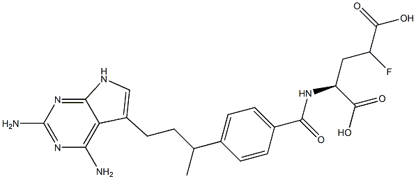 N-(4-(3-(2,4-diamino-7H-pyrrolo(2,3-d)-pyrimidin-5-yl)-1-methylpropyl)benzoyl)-gamma-fluoroglutamic acid Struktur