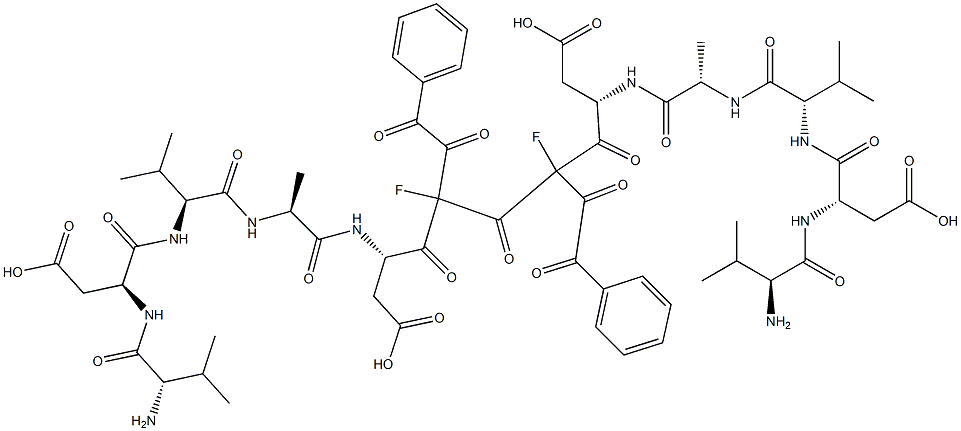 benzoylcarbonyl-valyl-aspartyl-valyl-alanyl-aspartyl-fluoromethyl  ketone Struktur