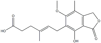 (E)-6-(4-hydroxy-6-methoxy-7-methyl-3-oxo-1H-isobenzofuran-5-yl)-4-methyl-hex-4-enoic acid Struktur