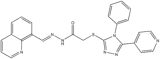 2-[(4-phenyl-5-pyridin-4-yl-1,2,4-triazol-3-yl)sulfanyl]-N-(quinolin-8-ylmethylideneamino)acetamide Struktur