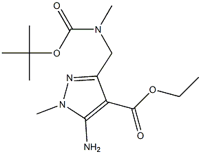 ethyl 5-amino-3-{[(tert-butoxycarbonyl)(methyl)amino]methyl}-1-methyl-1H-pyrazole-4-carboxylate Struktur