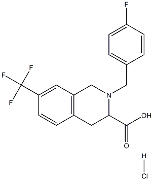 2-(4-fluoro-benzyl)-7-trifluoromethyl-1,2,3,4-tetrahydro-isoquinoline-3-carboxylic acid hydrochloride Struktur