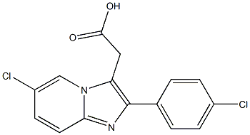 6-CHLORO-2-(4-CHLOROPHENYL)IMIDAZO[1,2-A]PYRIDINE-3-ACETIC ACID Struktur