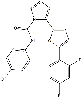 N1-(4-chlorophenyl)-5-[5-(2,4-difluorophenyl)-2-furyl]-1H-pyrazole-1-carboxamide Struktur