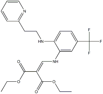 diethyl 2-{[2-{[2-(2-pyridyl)ethyl]amino}-5-(trifluoromethyl)anilino]methylidene}malonate Struktur