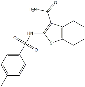 2-{[(4-methylphenyl)sulfonyl]amino}-4,5,6,7-tetrahydrobenzo[b]thiophene-3-carboxamide Struktur