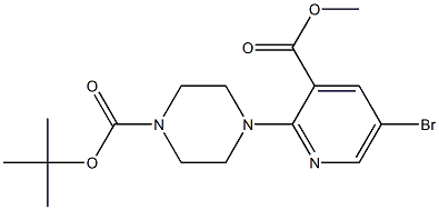 tert-butyl 4-[5-bromo-3-(methoxycarbonyl)-2-pyridinyl]tetrahydro-1(2H)-pyrazinecarboxylate Struktur