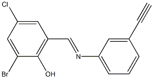 2-bromo-4-chloro-6-{[(3-eth-1-ynylphenyl)imino]methyl}phenol Struktur