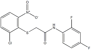 N1-(2,4-difluorophenyl)-2-[(2-chloro-6-nitrophenyl)thio]acetamide Struktur